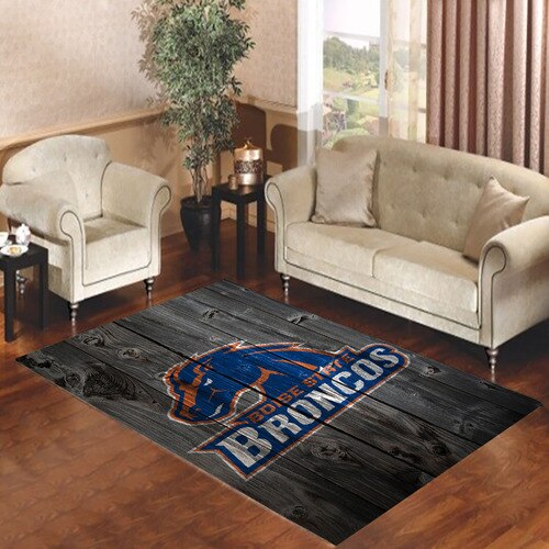 boise state broncos wood logo Living room carpet rugs