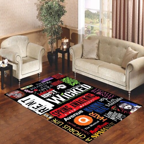 broadway musical collage Living room carpet rugs