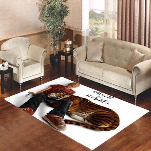 calvin and hobbes realistic Living room carpet rugs