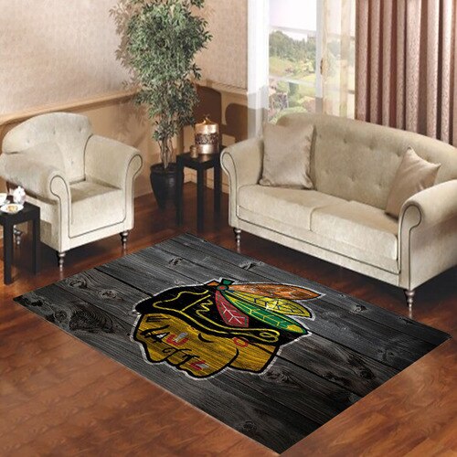 chicago blackhawks wood logo Living room carpet rugs