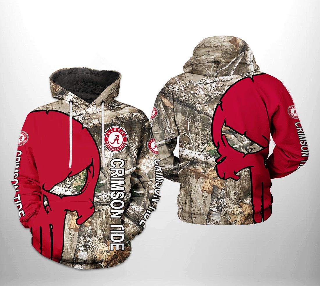 Alabama Crimson Tide NCAA Camo Veteran Hunting 3D Printed Hoodie/Zipper Hoodie