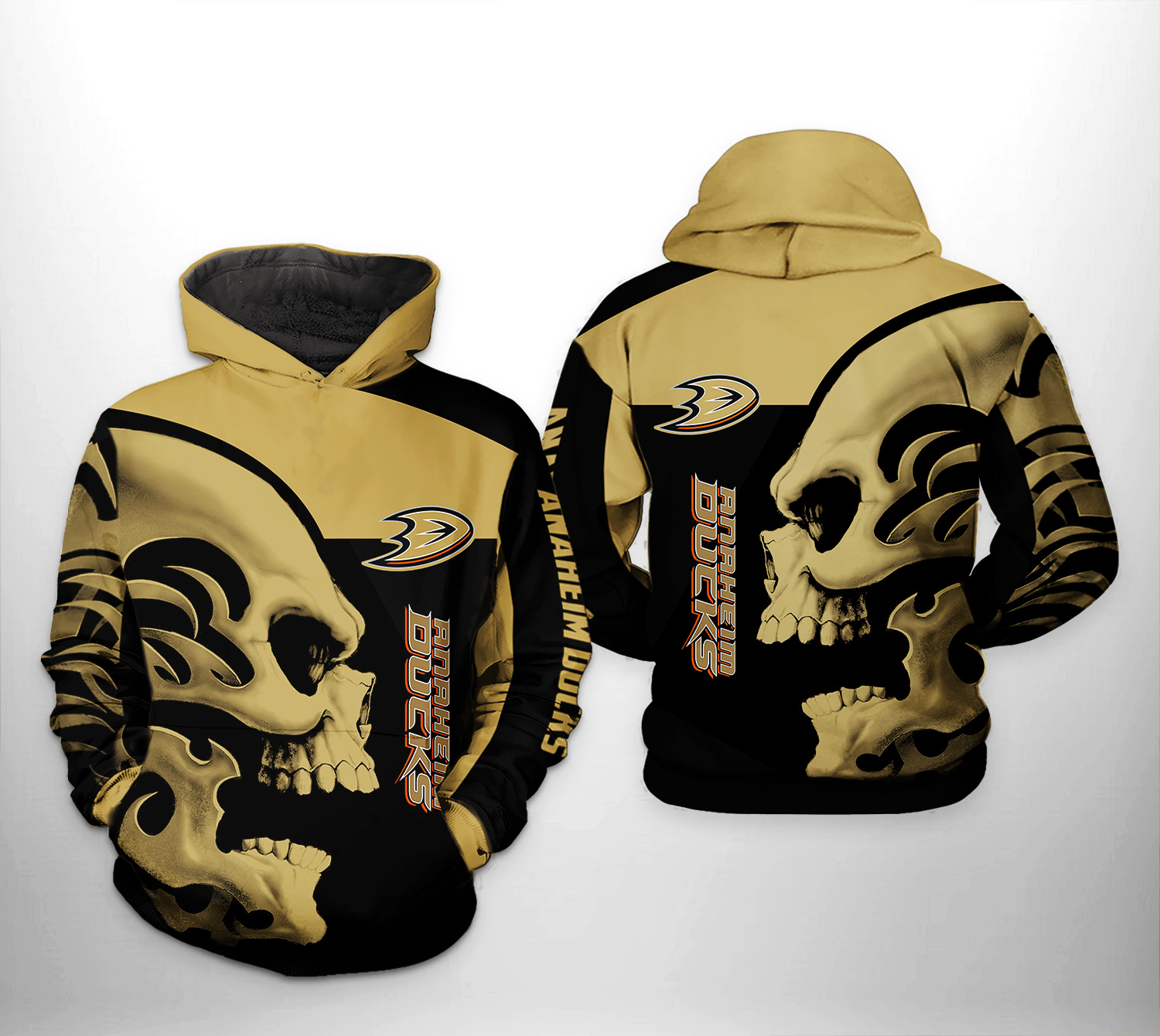 Anaheim Ducks NHL Skull 3D Printed Hoodie/Zipper Hoodie