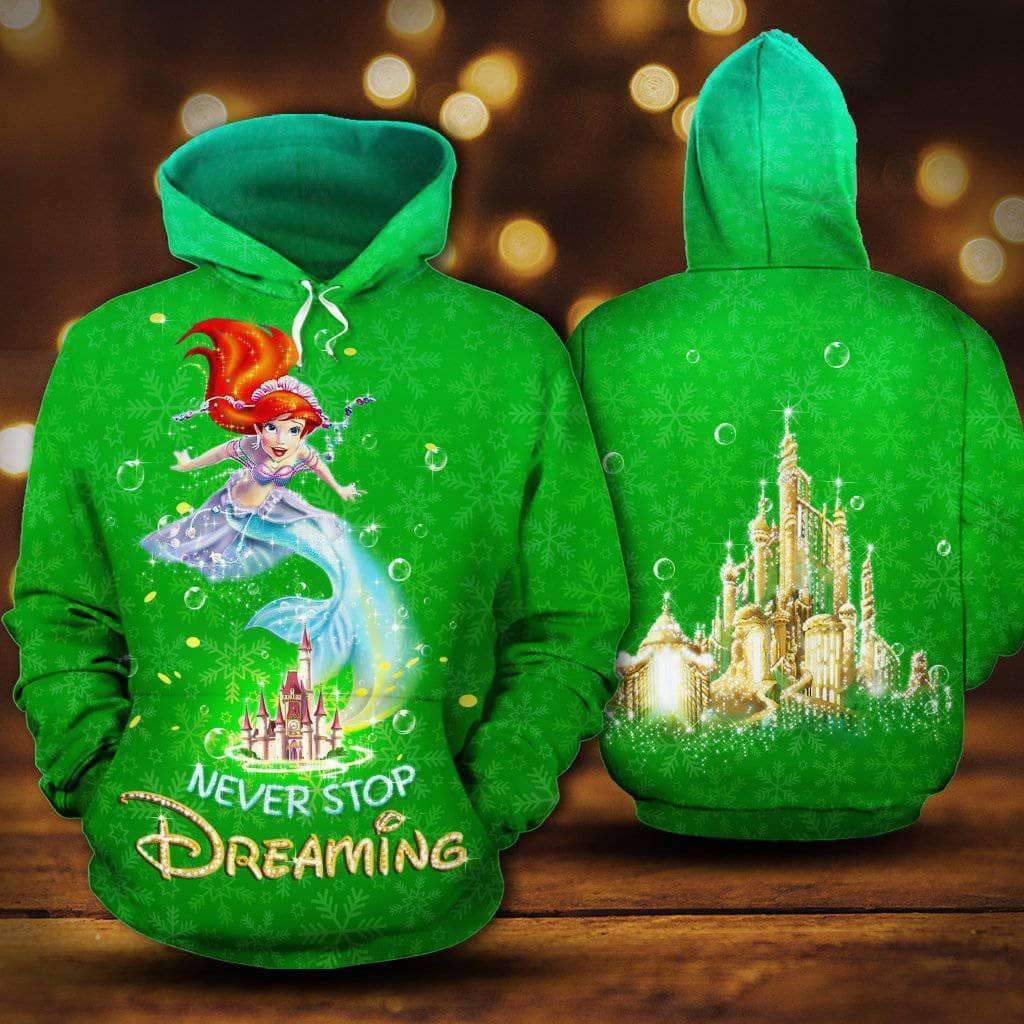 Ariel Never Stop Dreaming 3D Printed Hoodie/Zipper Hoodie