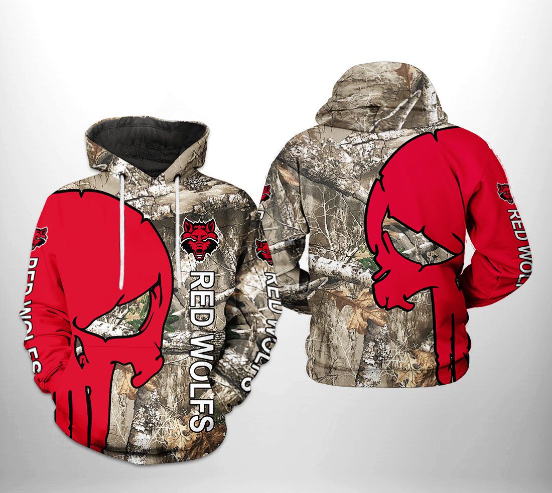 Arkansas State Red Wolfs NCAA Camo Veteran Hunting 3D Printed Hoodie/Zipper Hoodie