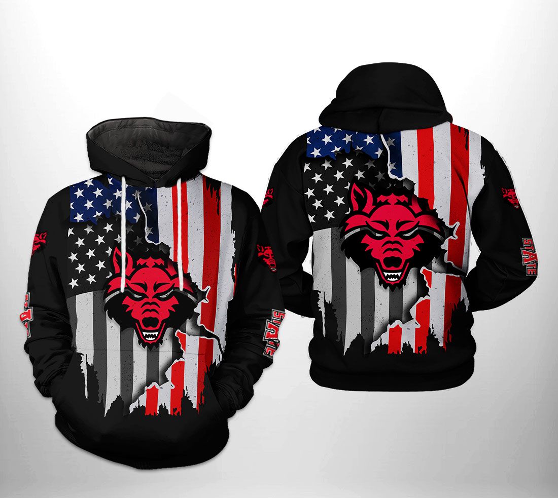 Arkansas State Red Wolfs NCAA US Flag 3D Printed Hoodie/Zipper Hoodie