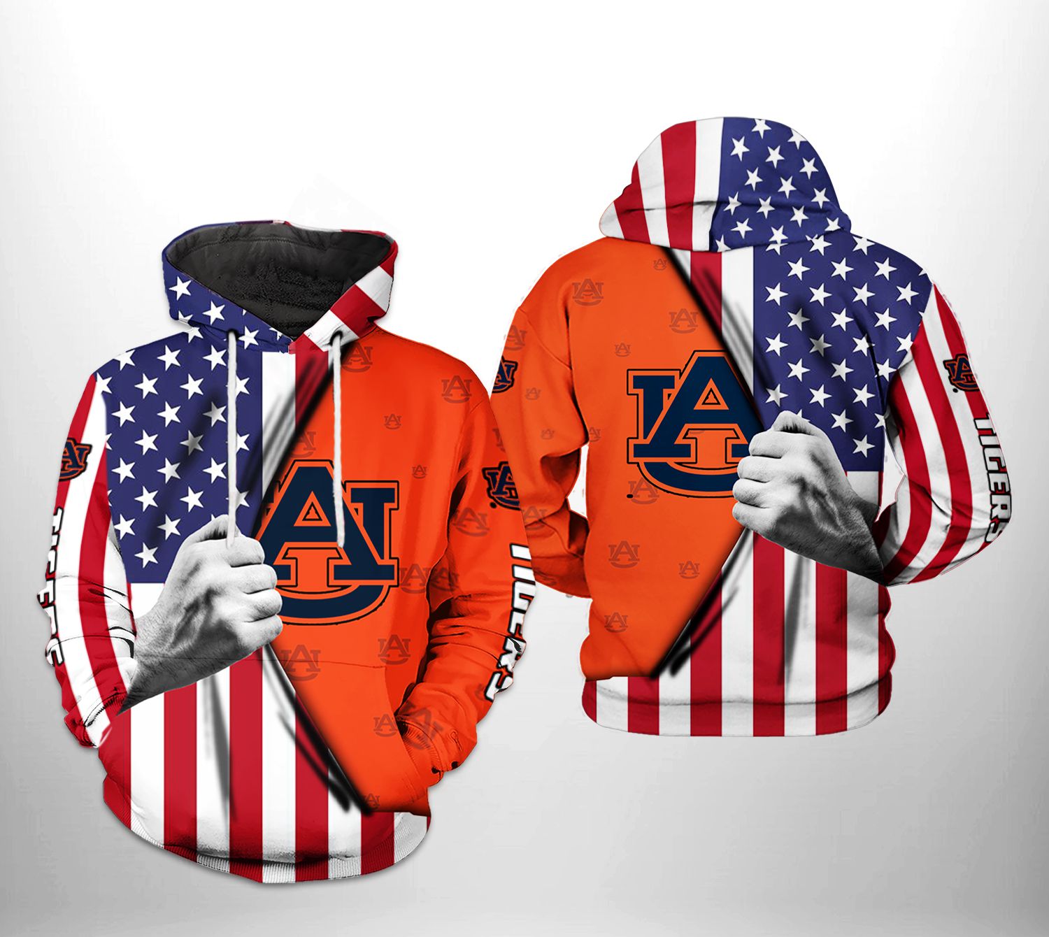 Auburn Tigers NCAA US FLag 3D Printed Hoodie/Zipper Hoodie