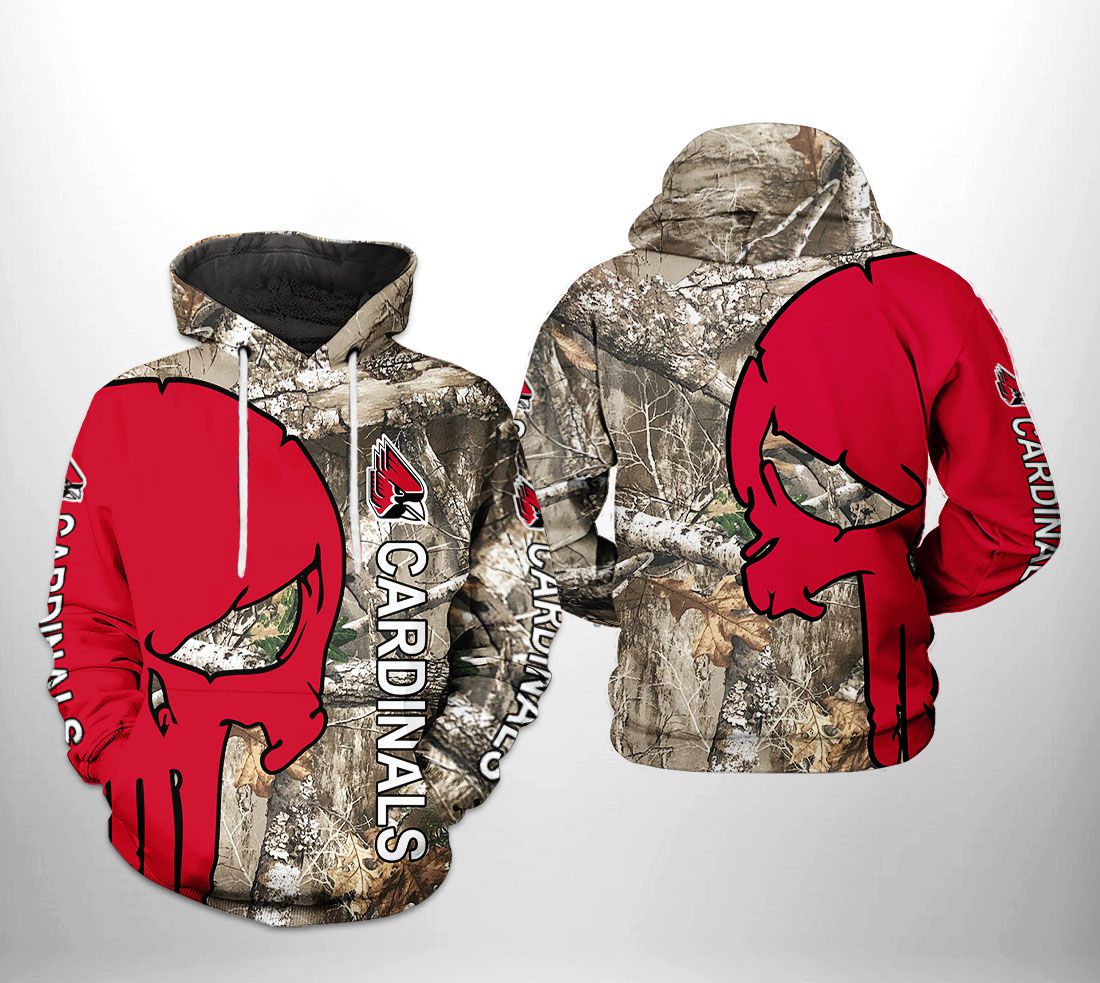 Ball State Cardinals NCAA Camo Veteran Hunting 3D Printed Hoodie/Zipper Hoodie