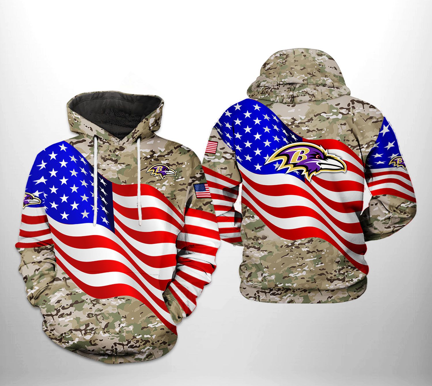 Baltimore Ravens NFL US Flag Camo Veteran Team 3D Printed Hoodie/Zipper  Hoodie - Travels in Translation