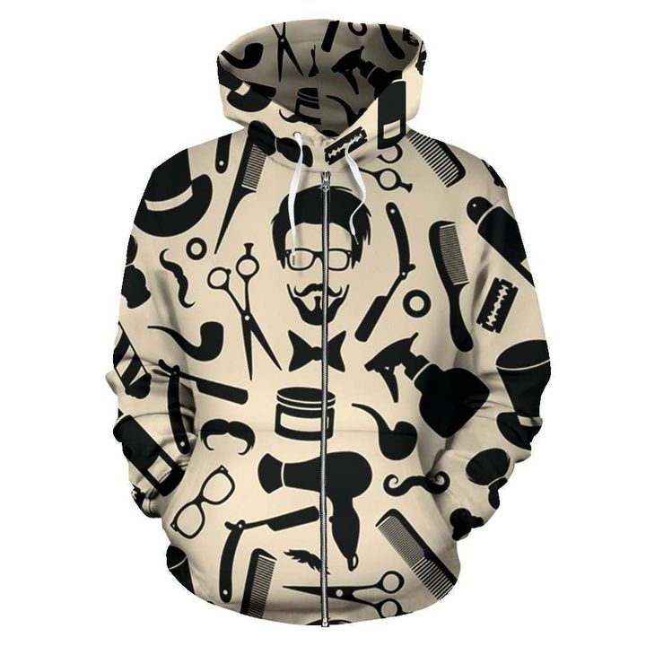 Barber Shop Skull 3D Printed Hoodie/Zipper Hoodie