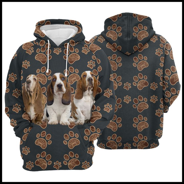 Basset Hound Paw Floral 3D Printed Hoodie/Zipper Hoodie