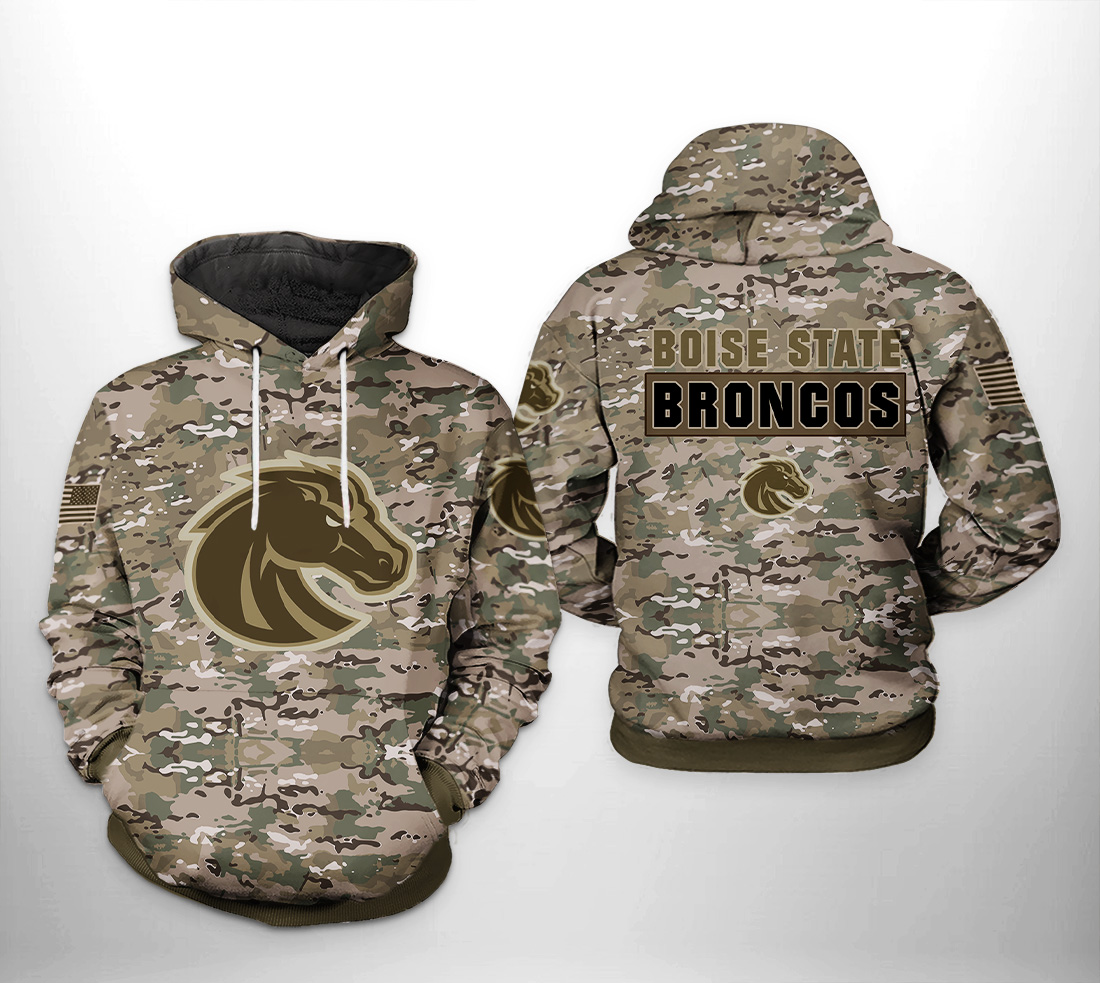 Boise State Broncos NCAA Camo Veteran 3D Printed Hoodie/Zipper Hoodie