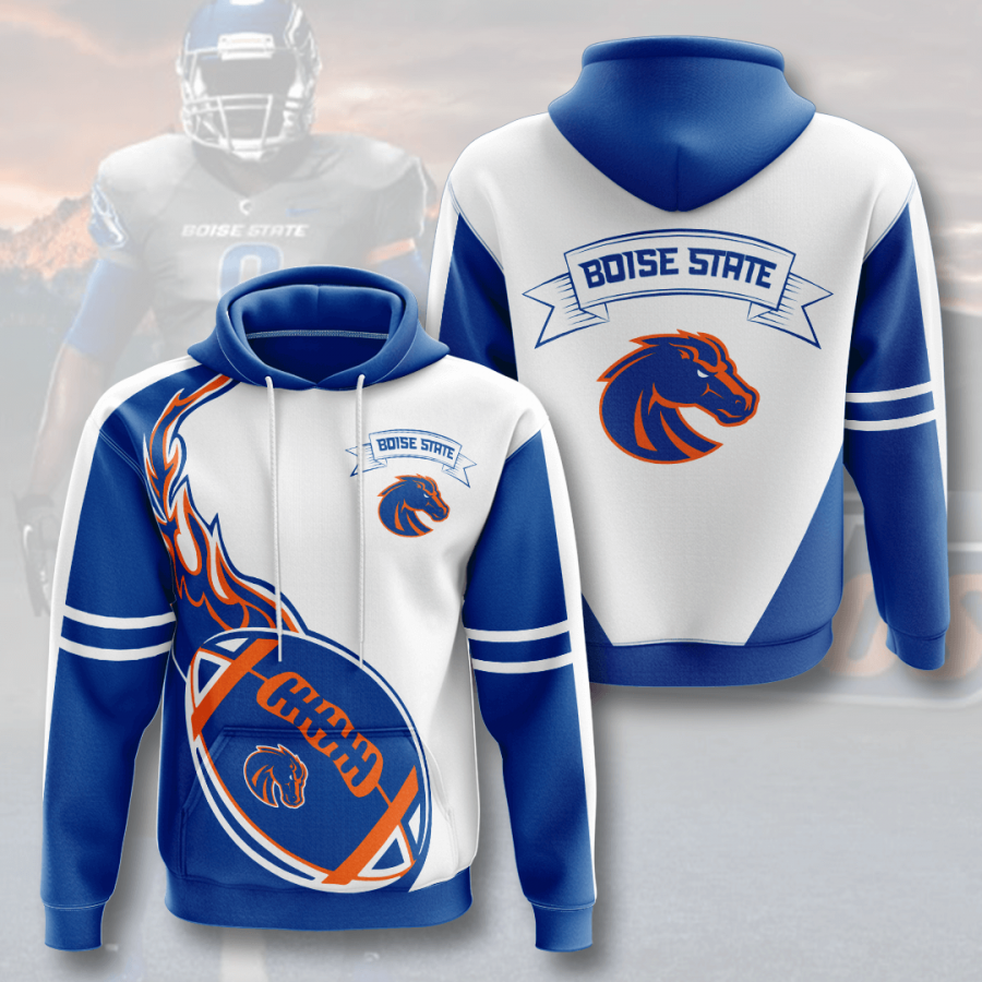 Boise State Broncos White Blue 3D Printed Hoodie/Zipper Hoodie