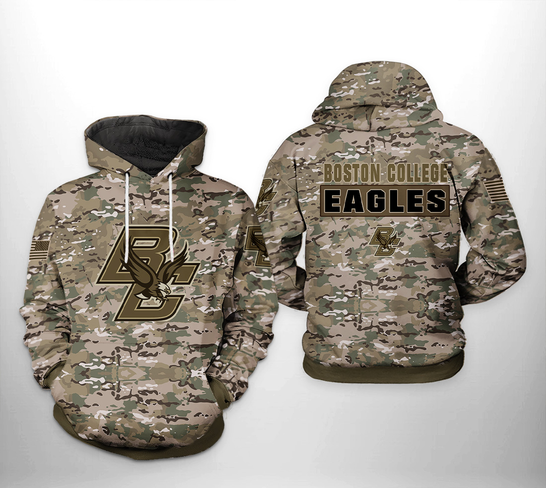 Boston College Eagles NCAA Camo Veteran 3D Printed Hoodie/Zipper Hoodie