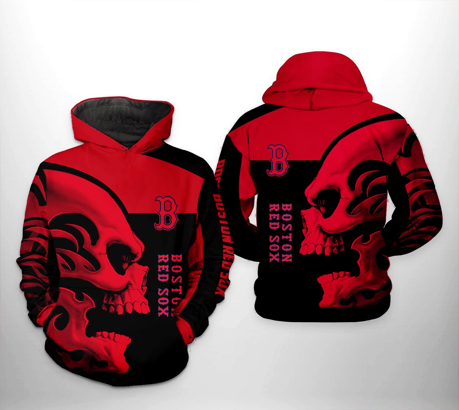 Boston Red Sox MLB Skull 3D Printed Hoodie/Zipper Hoodie