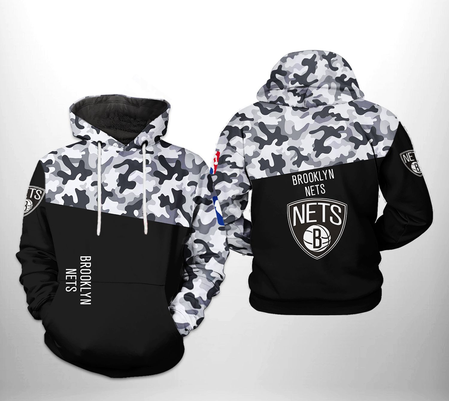 Brooklyn Nets NBA Camo Veteran Team 3D Printed Hoodie/Zipper Hoodie