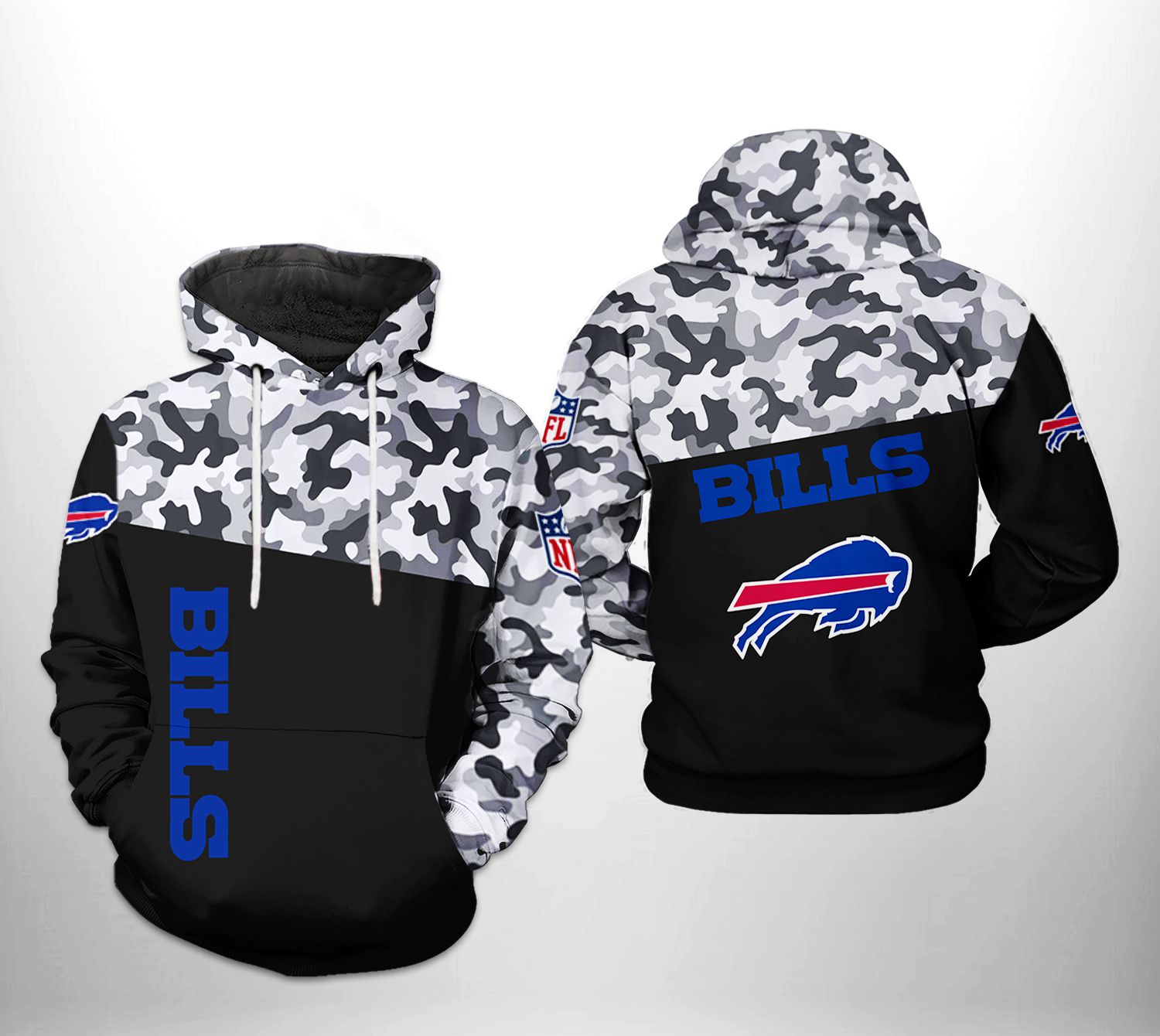 Buffalo Bills NFL Camo Veteran Team 3D Printed Hoodie/Zipper