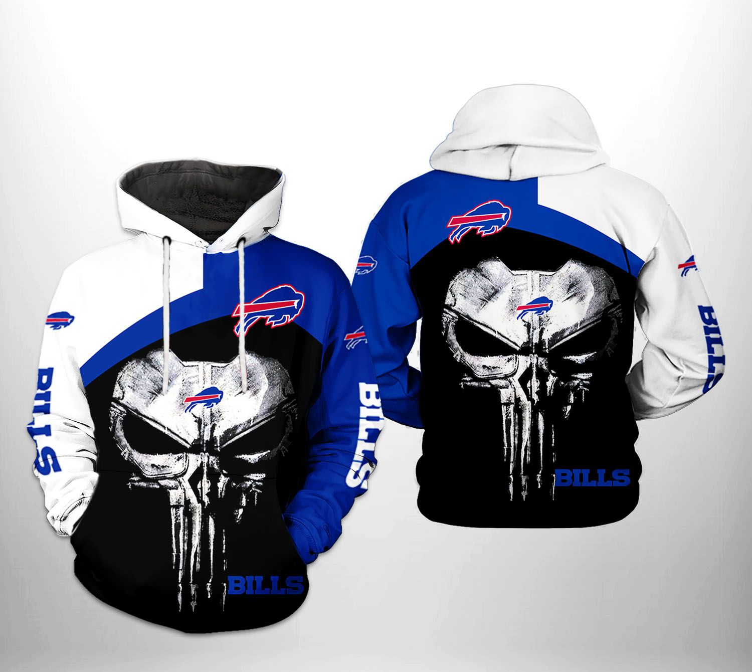 Buffalo Bills NFL Skull Punisher Team 3D Printed Hoodie/Zipper