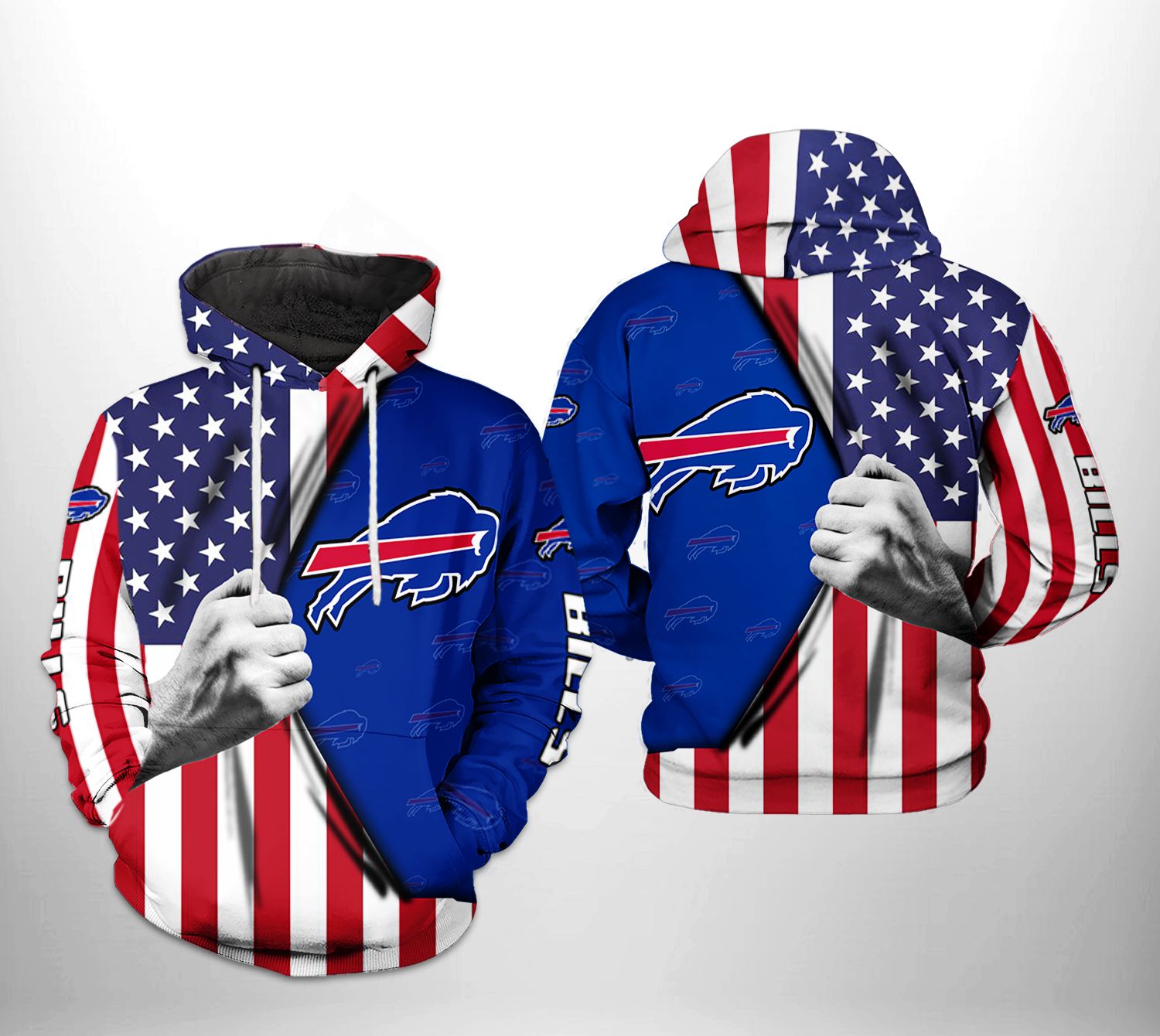 NFL Buffalo Bills Skull Red Blue Bomber Jacket 3D