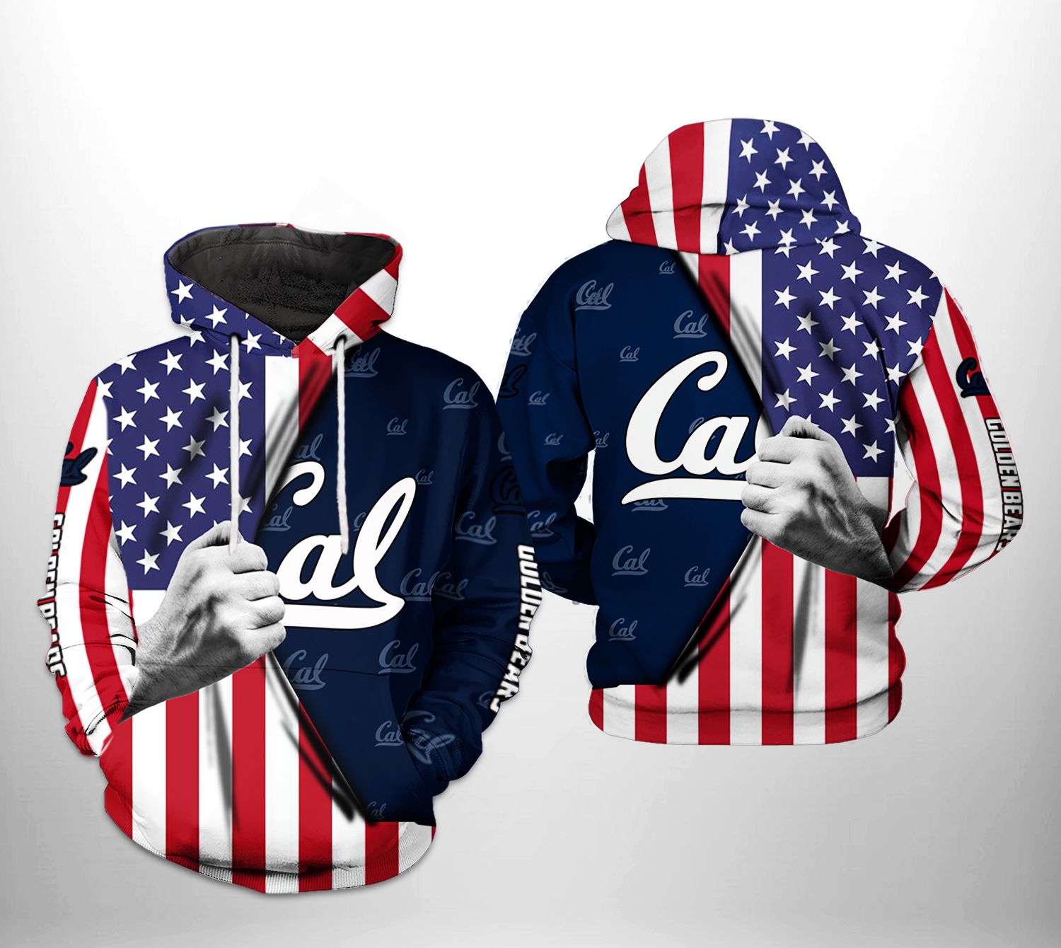 California Golden Bears NCAA US FLag 3D Printed Hoodie/Zipper Hoodie