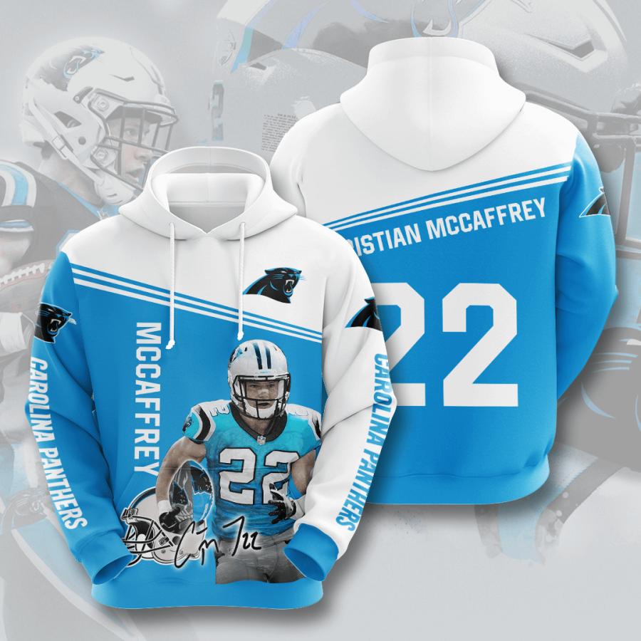 Carolina Panthers Christian McCaffrey NFL White Blue Light 3D Printed Hoodie/Zipper  Hoodie - Travels in Translation