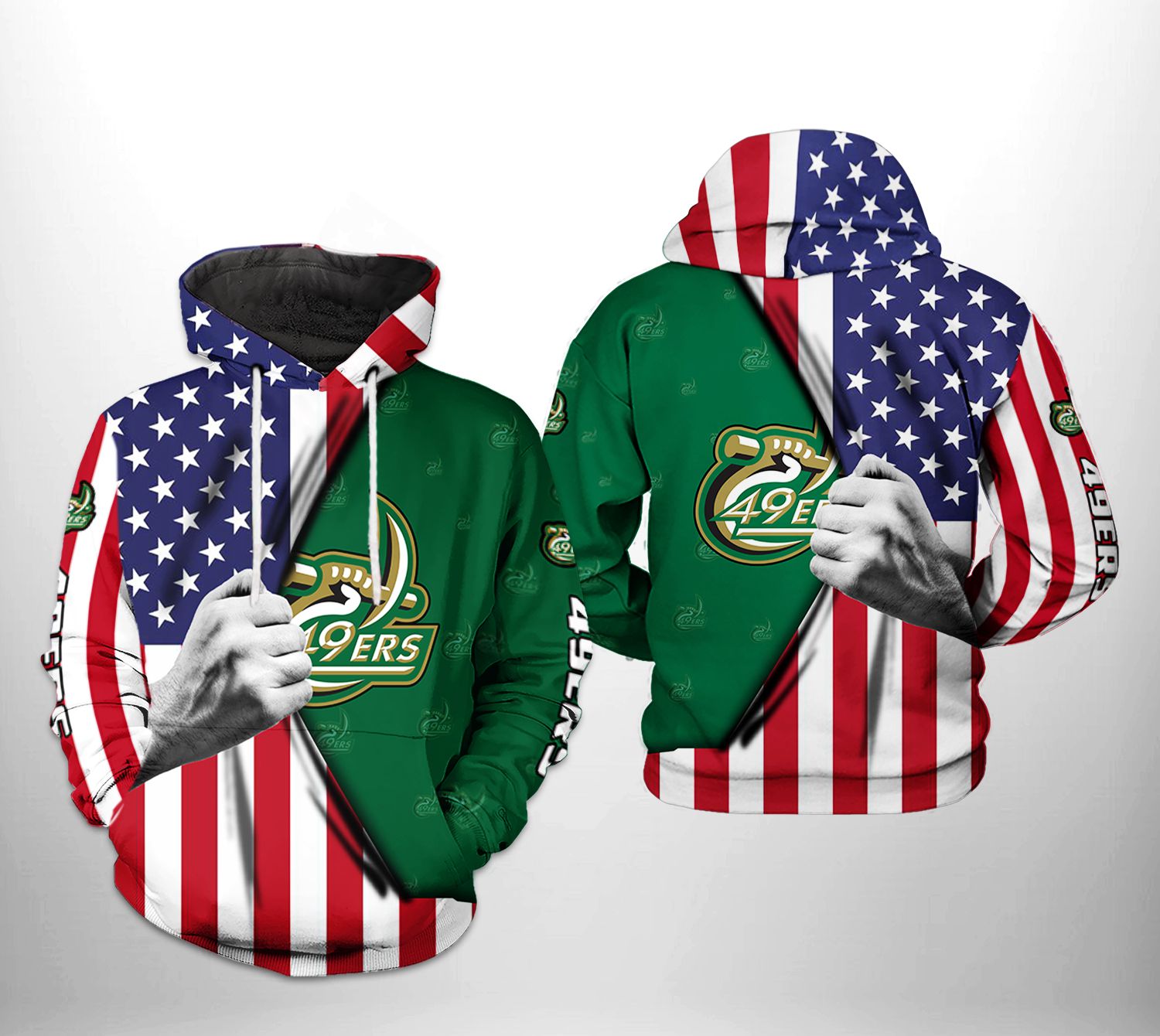 Charlotte 49ers NCAA US FLag 3D Printed Hoodie/Zipper Hoodie