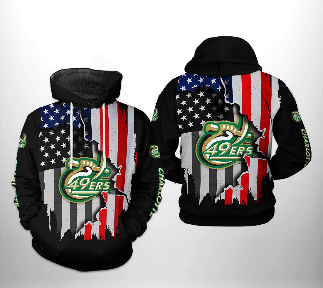 Charlotte 49ers NCAA US Flag 3D Printed Hoodie Zipper Hoodie