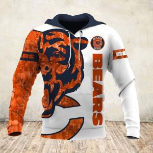 Chicago Bears Camo Veteran Team 3D All Over Print Zip Up Hoodie