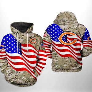 Chicago Bears 3D Camo Veteran Hoodie, Shirt