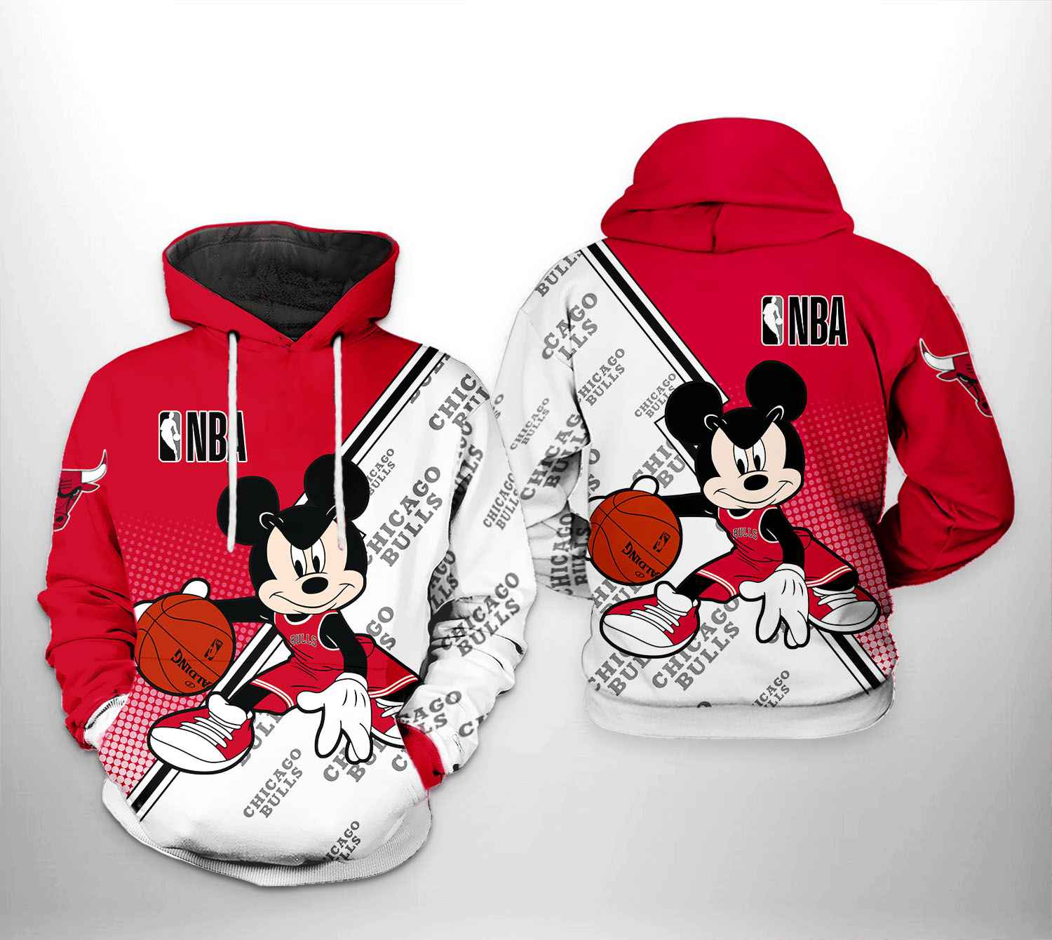 Chicago Bulls NBA Mickey 3D Printed Hoodie/Zipper Hoodie