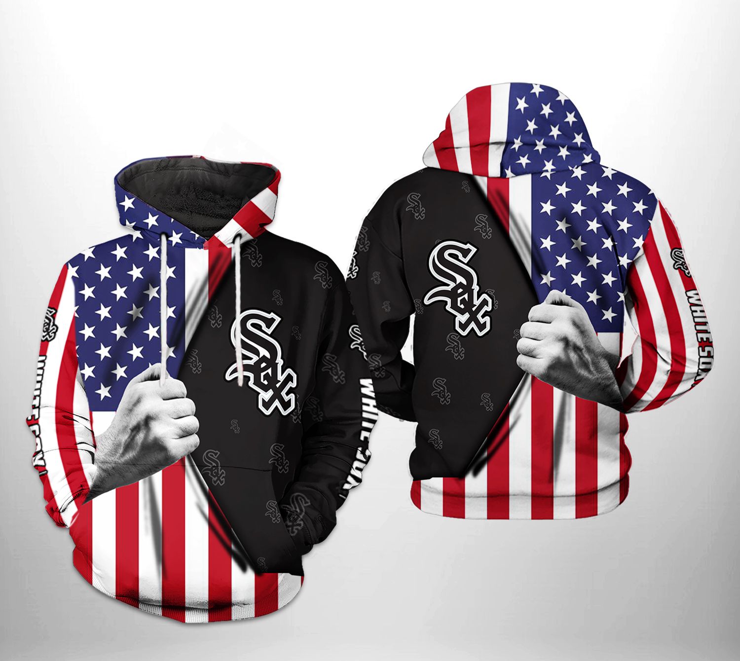 Chicago White Sox MLB US Flag 3D Printed Hoodie/Zipper Hoodie