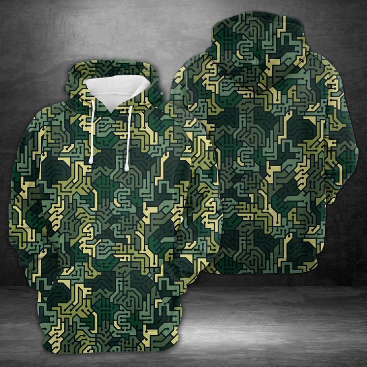 Circuit Board Seamless Camouflage 3D Printed Hoodie/Zipper Hoodie