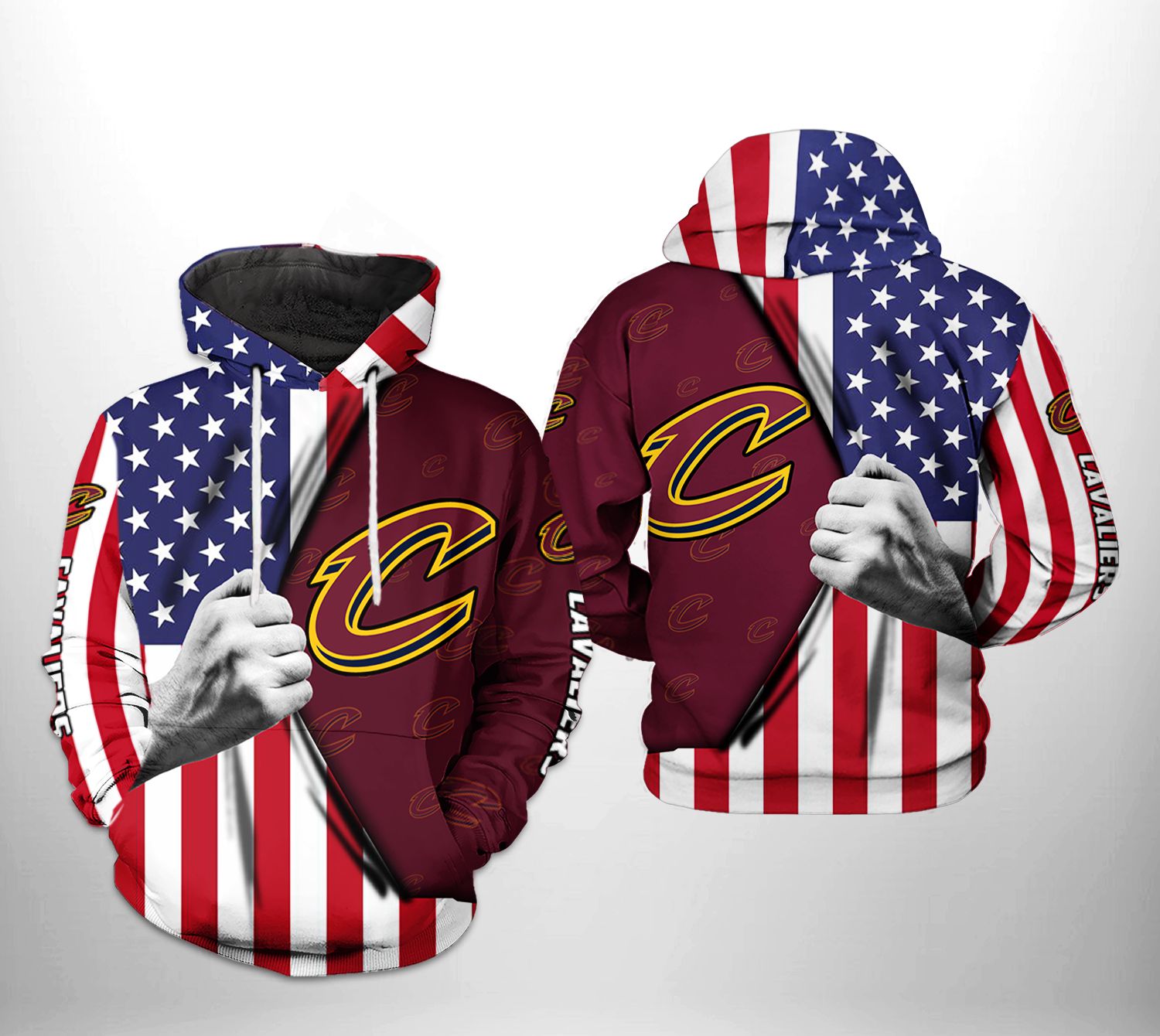 Cleveland Cavaliers NBA US Flag Team 3D Printed Hoodie/Zipper Hoodie