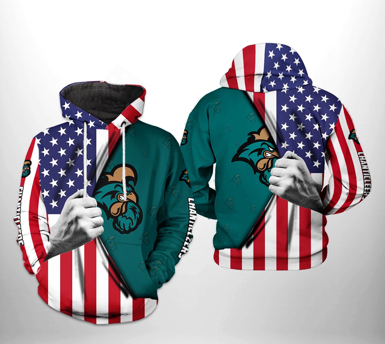 Coastal Carolina Chanticleers NCAA US FLag 3D Printed Hoodie/Zipper Hoodie