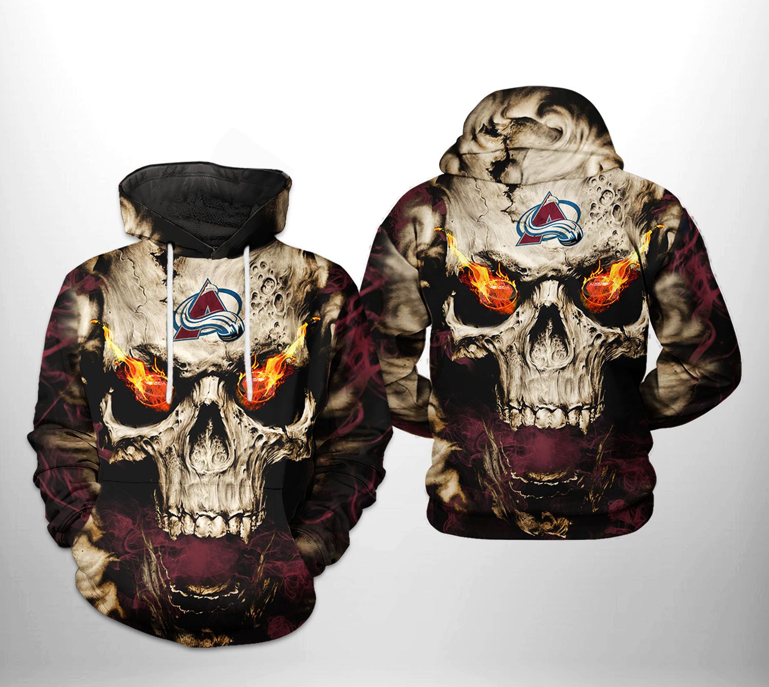 Colorado Avalanche NHL Skull 3D Printed Hoodie/Zipper Hoodie