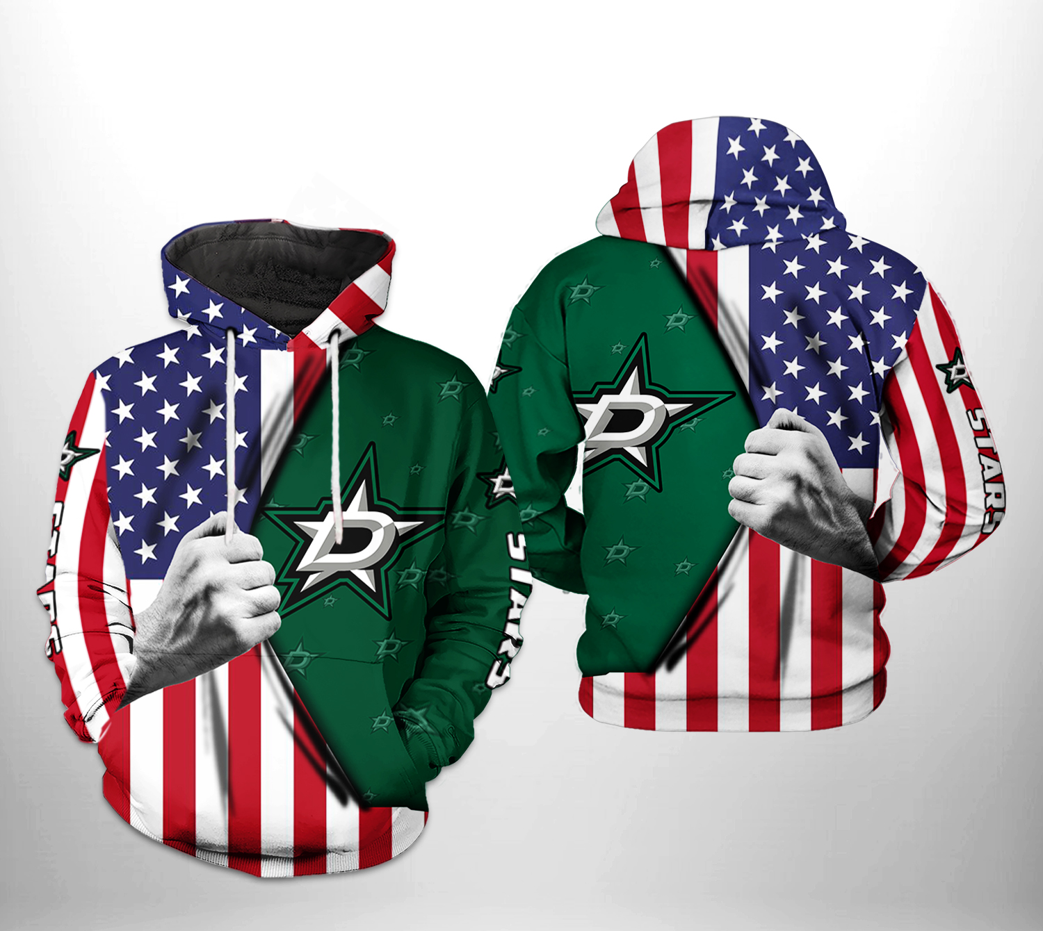 Dallas Stars NHL US FLag 3D Printed Hoodie/Zipper Hoodie