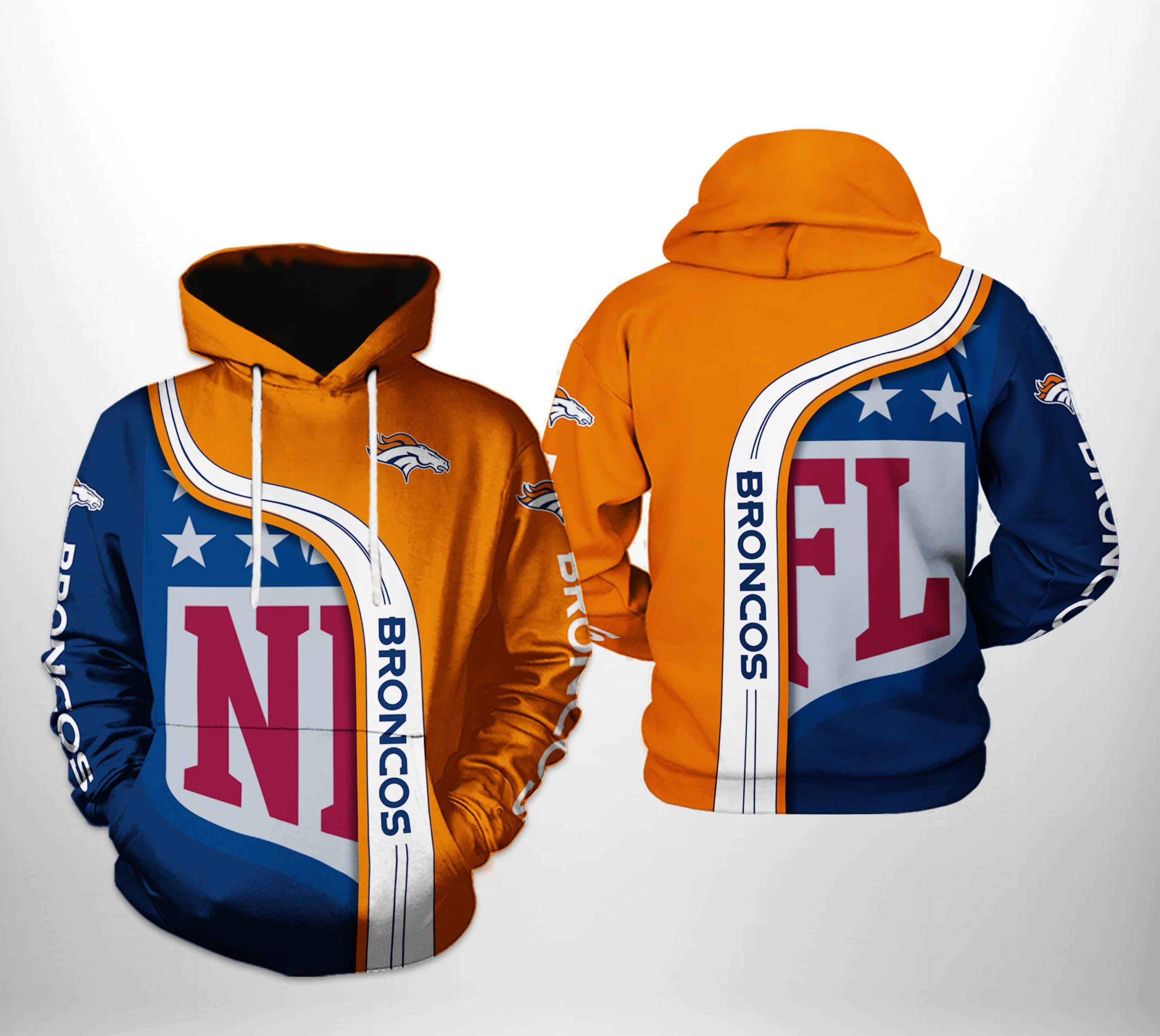 Denver Broncos Team Logo Football 3D Hoodie Nfl 3D Sweatshirt