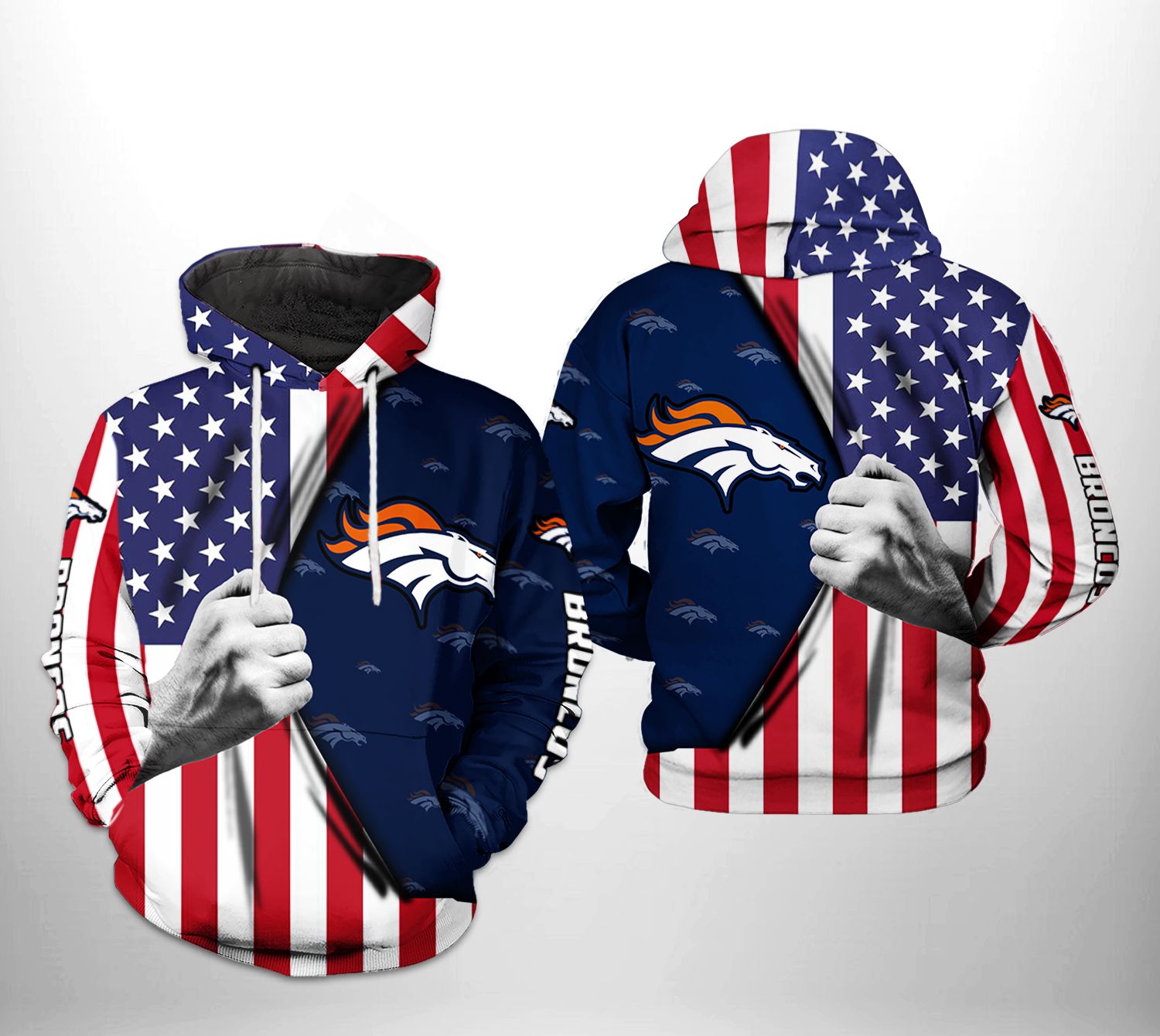 Denver Broncos NFL Football Camo Hunting Flag Hoodie 3D All Over Print