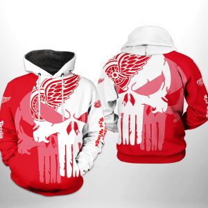 Detroit Red Wings Camouflage Veteran 3D Cotton T-Shirt Hoodie