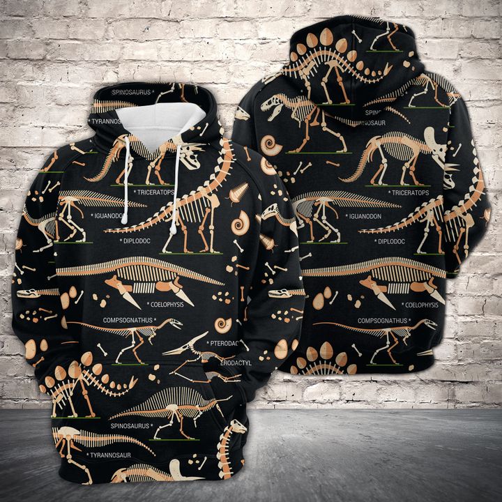 Dinosaur Skeleton 3D Printed Hoodie/Zipper Hoodie