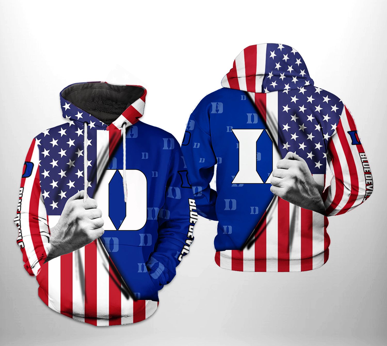 Duke Blue Devils NCAA US FLag 3D Printed Hoodie/Zipper Hoodie