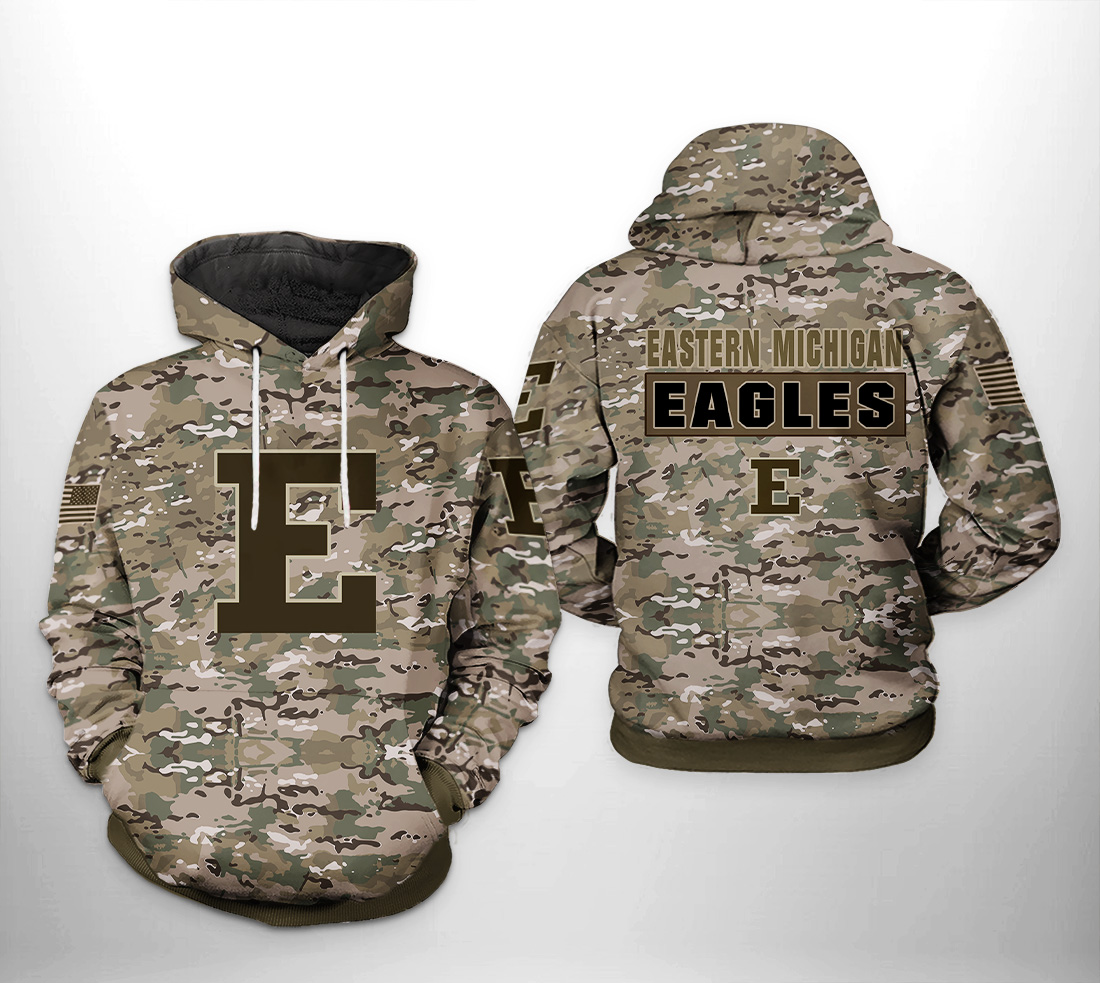 Eastern Michigan Eagles NCAA Camo Veteran 3D Printed Hoodie/Zipper Hoodie