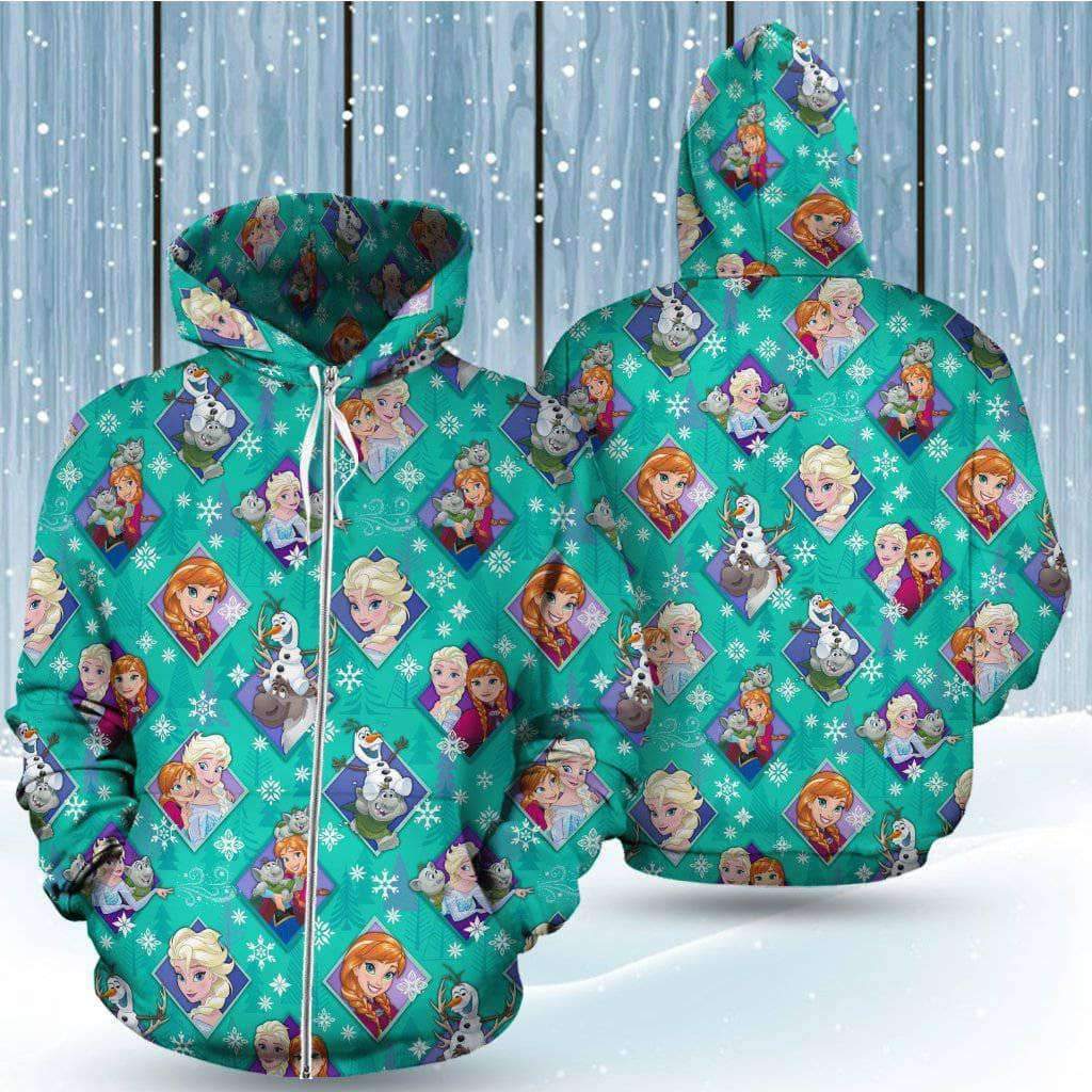 Frozen Princesses Elsa Anna 3D Printed Hoodie/Zipper Hoodie