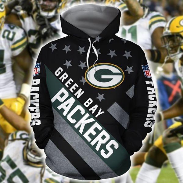 Green Bay Packers Logo Football 3D Camo Hoodie Nfl 3D Unisex