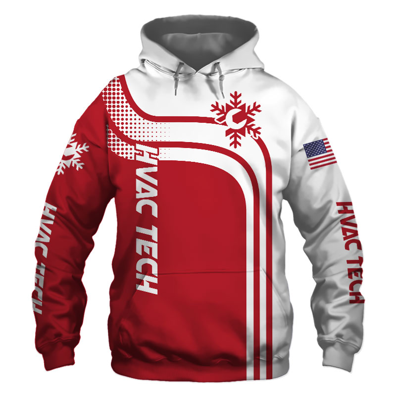 HVAC Tech Red US Flag 3D Printed Hoodie/Zipper Hoodie