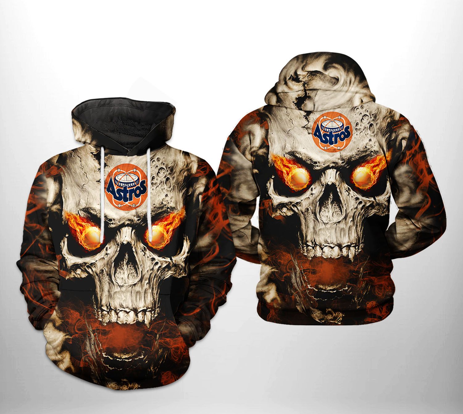 MLB Houston Astros Skull Funny Hoodie, Zip Hoodie 3D All Over Print