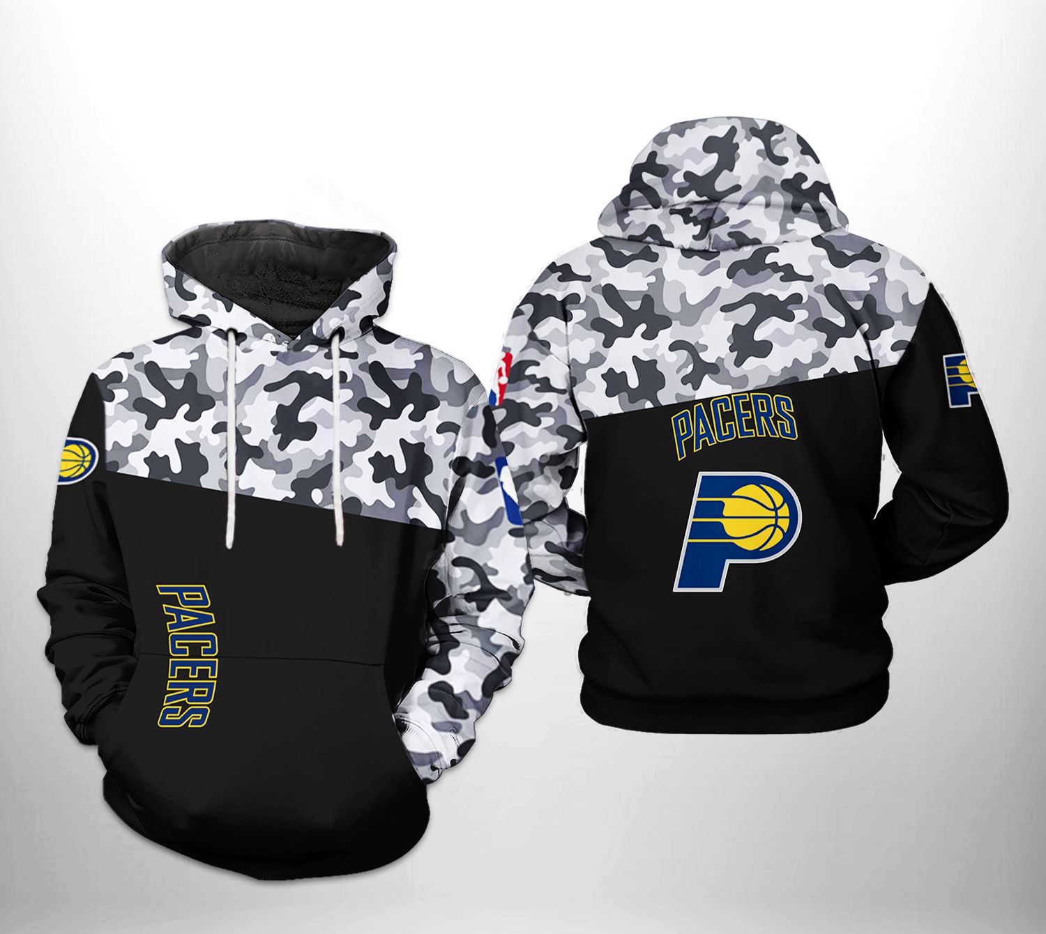 Indiana Pacers NBA Camo Veteran Team 3D Printed Hoodie/Zipper Hoodie