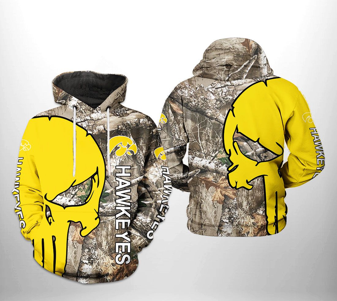 Iowa Hawkeyes NCAA Camo Veteran Hunting 3D Printed Hoodie/Zipper Hoodie