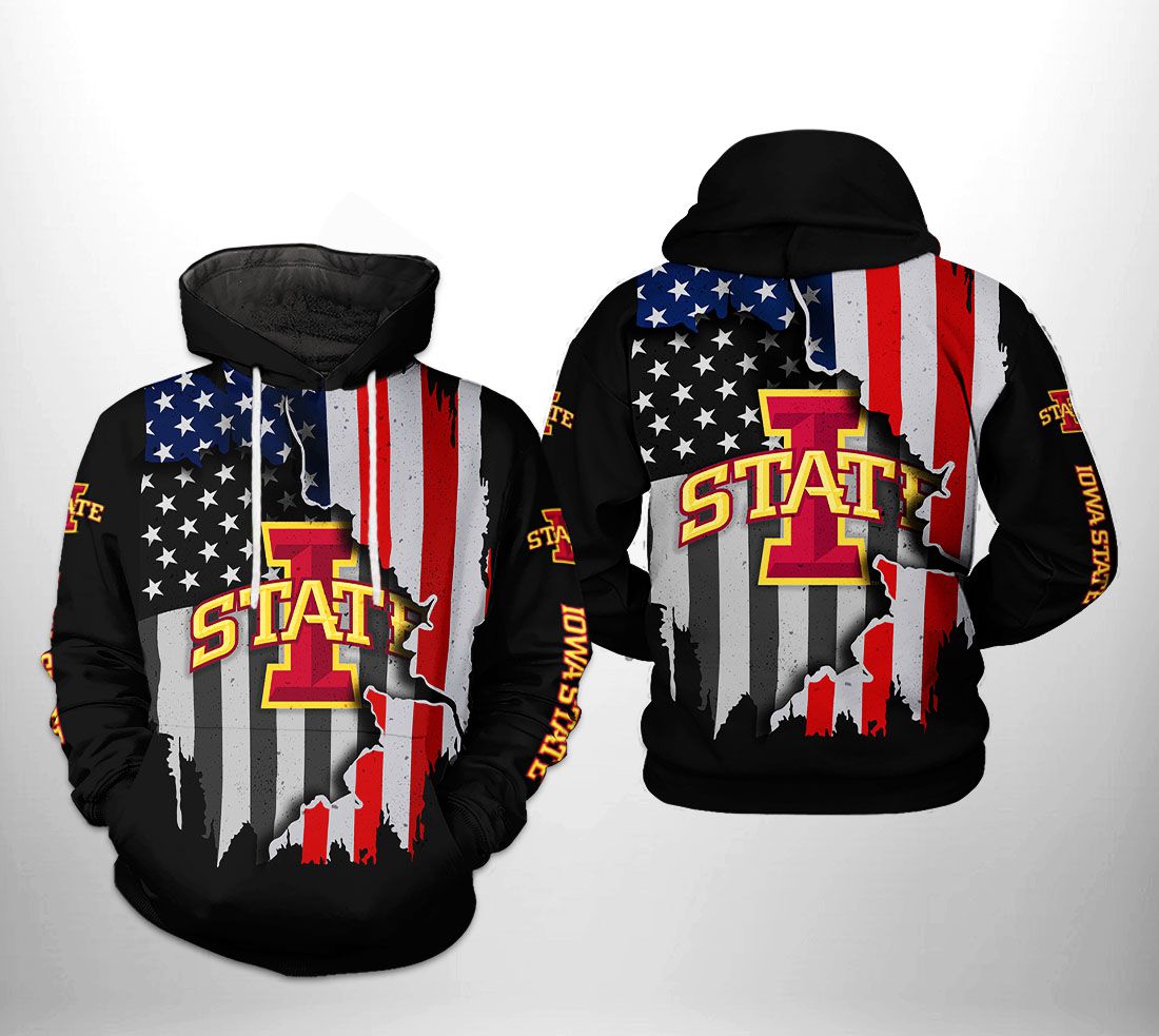 Iowa State Cyclones NCAA US Flag 3D Printed Hoodie/Zipper Hoodie