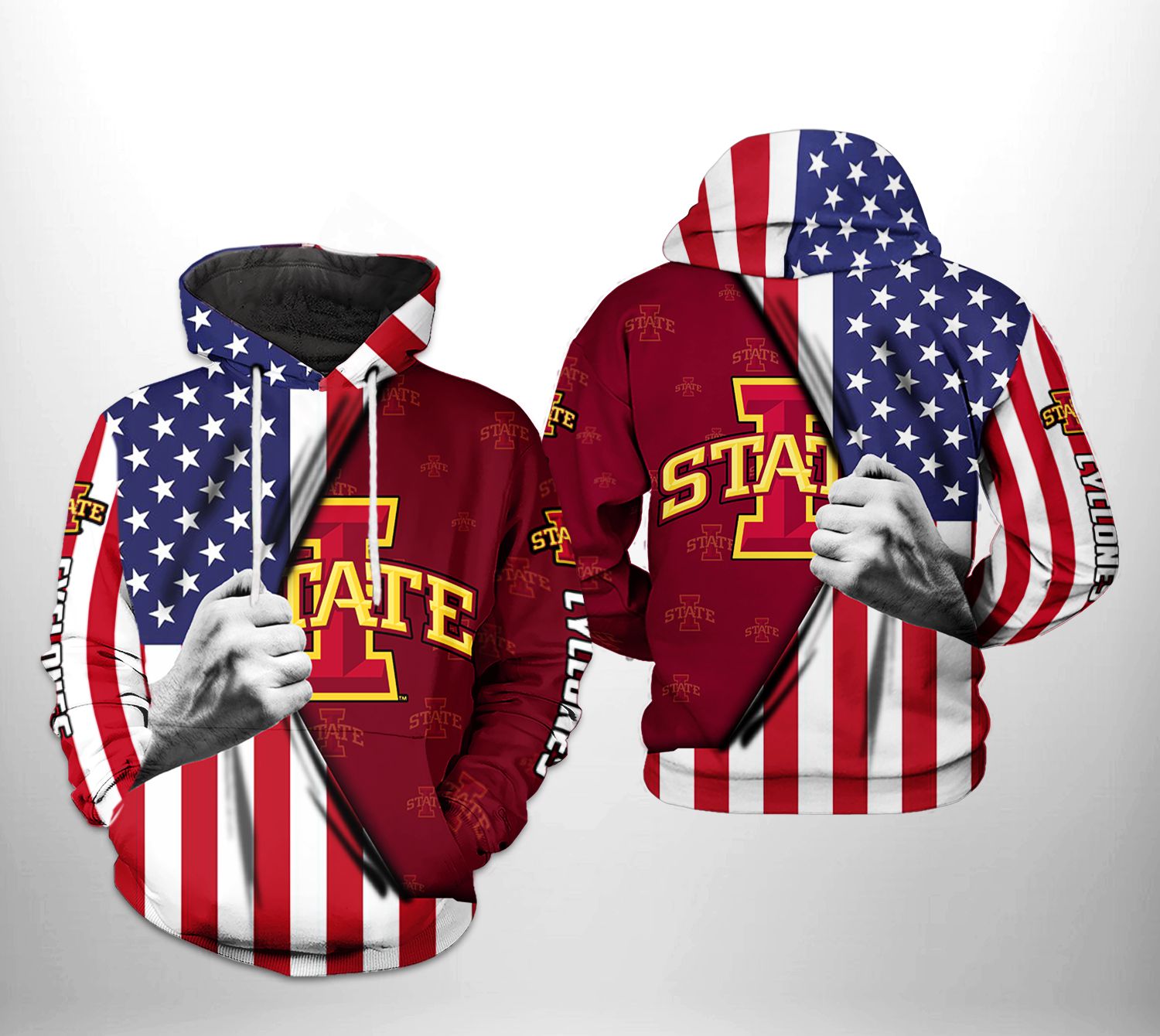 Iowa State Cyclones NCAA US Flag 3D Printed Hoodie/Zipper Hoodie