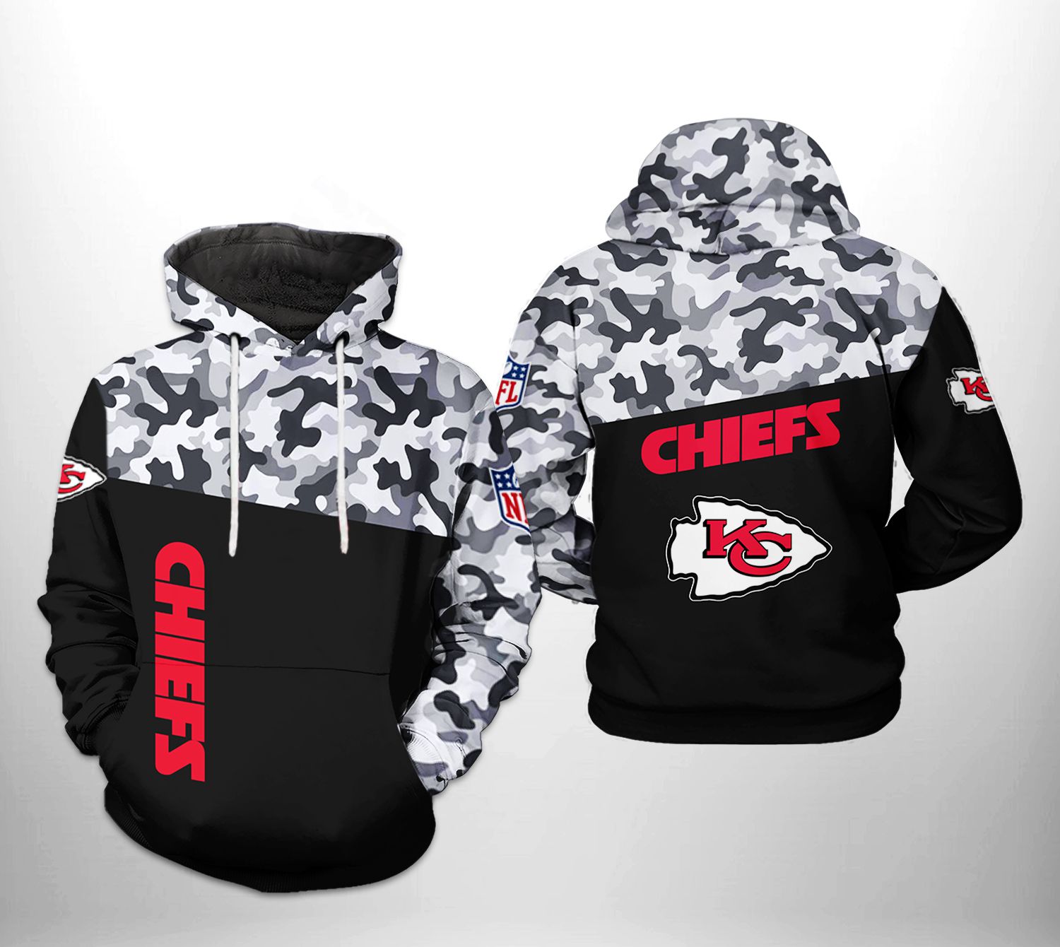 Kansas City Chiefs NFL Camo Team 3D Printed Hoodie/Zipper Hoodie